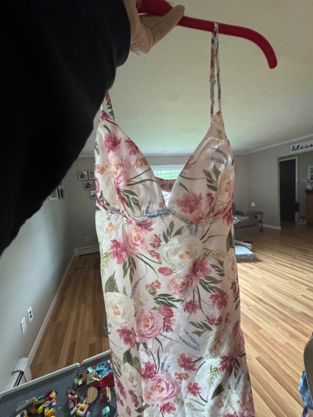 Lulus Alaia Blush Multi Floral Satin Backless Midi Dress Pink - Size S - Picture 2 of 4